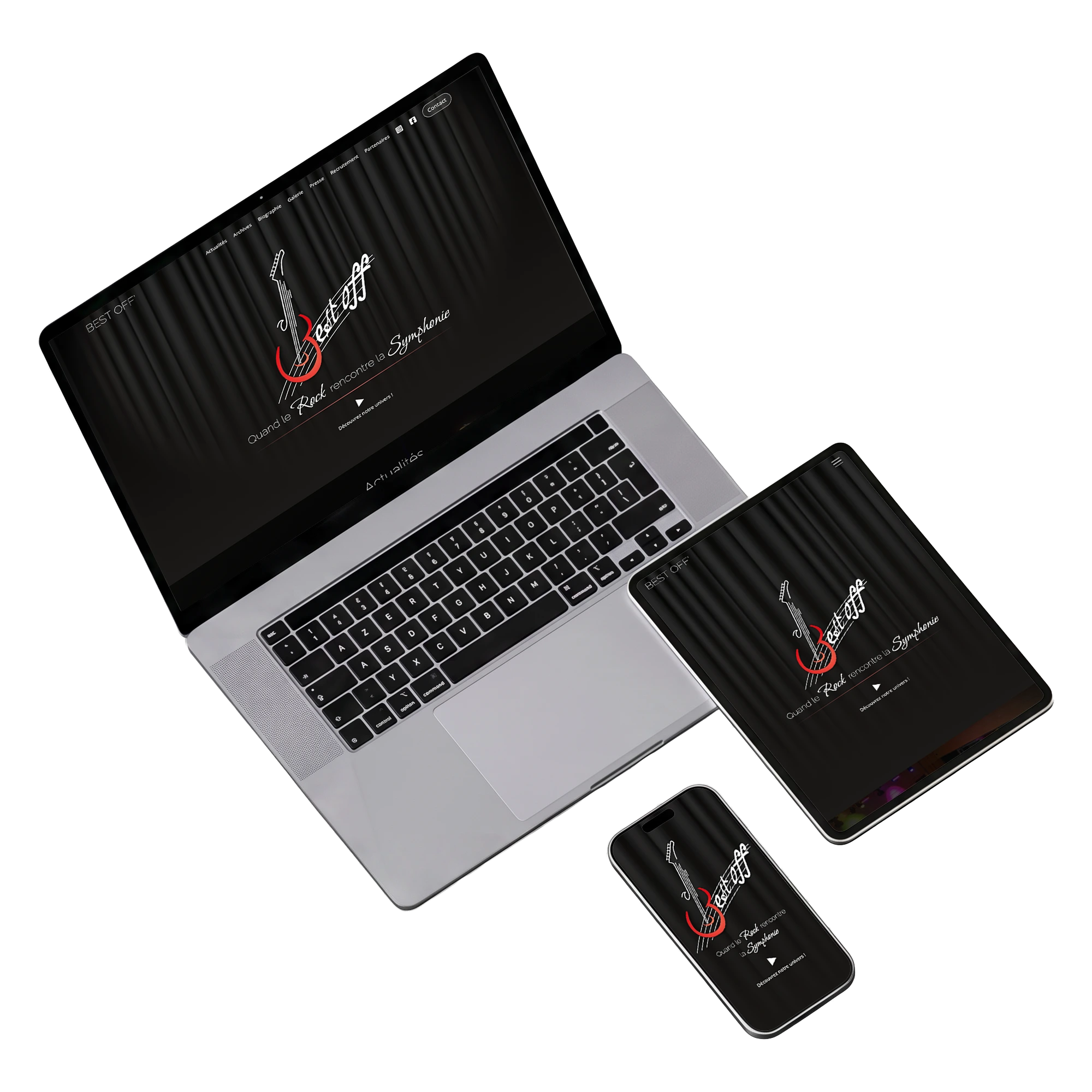 Site web responsive BEST OFF' adapté au mobile, à la tablette et au desktop
