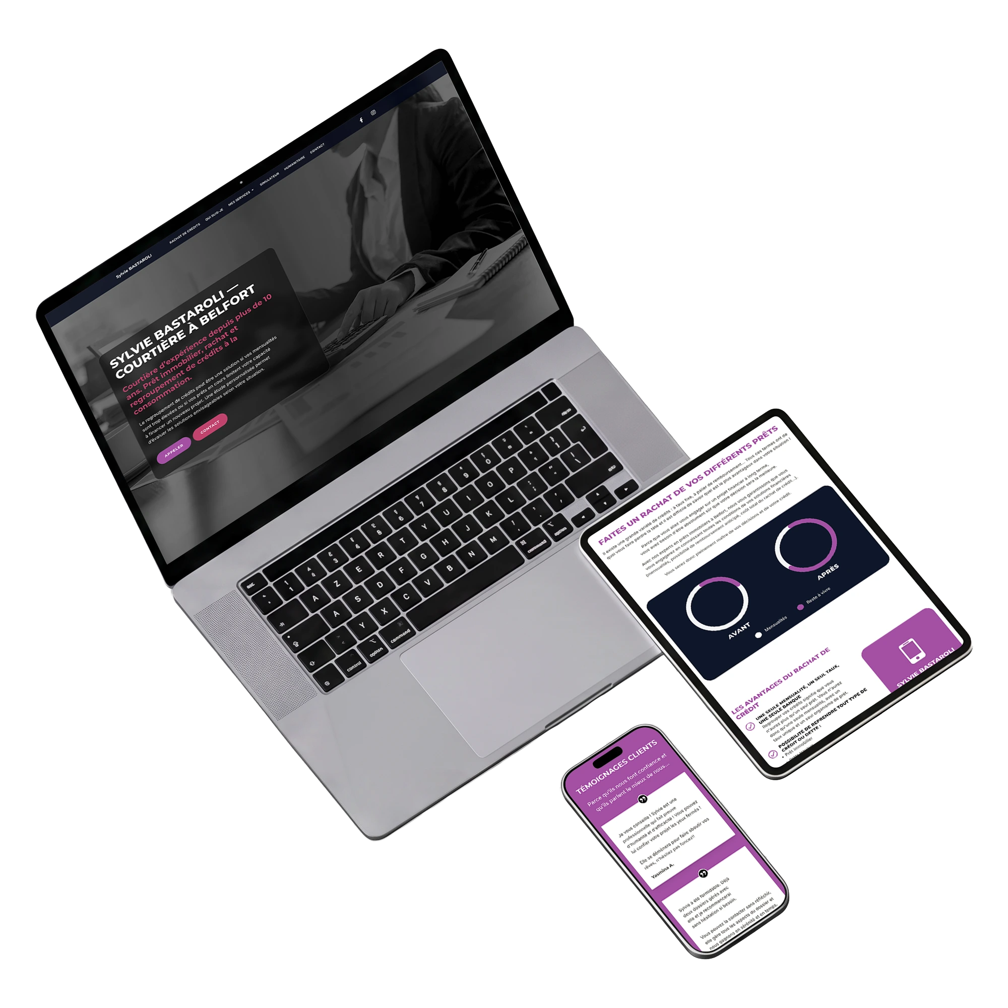 Site web responsive BS Courtage adapté au mobile, à la tablette et au desktop