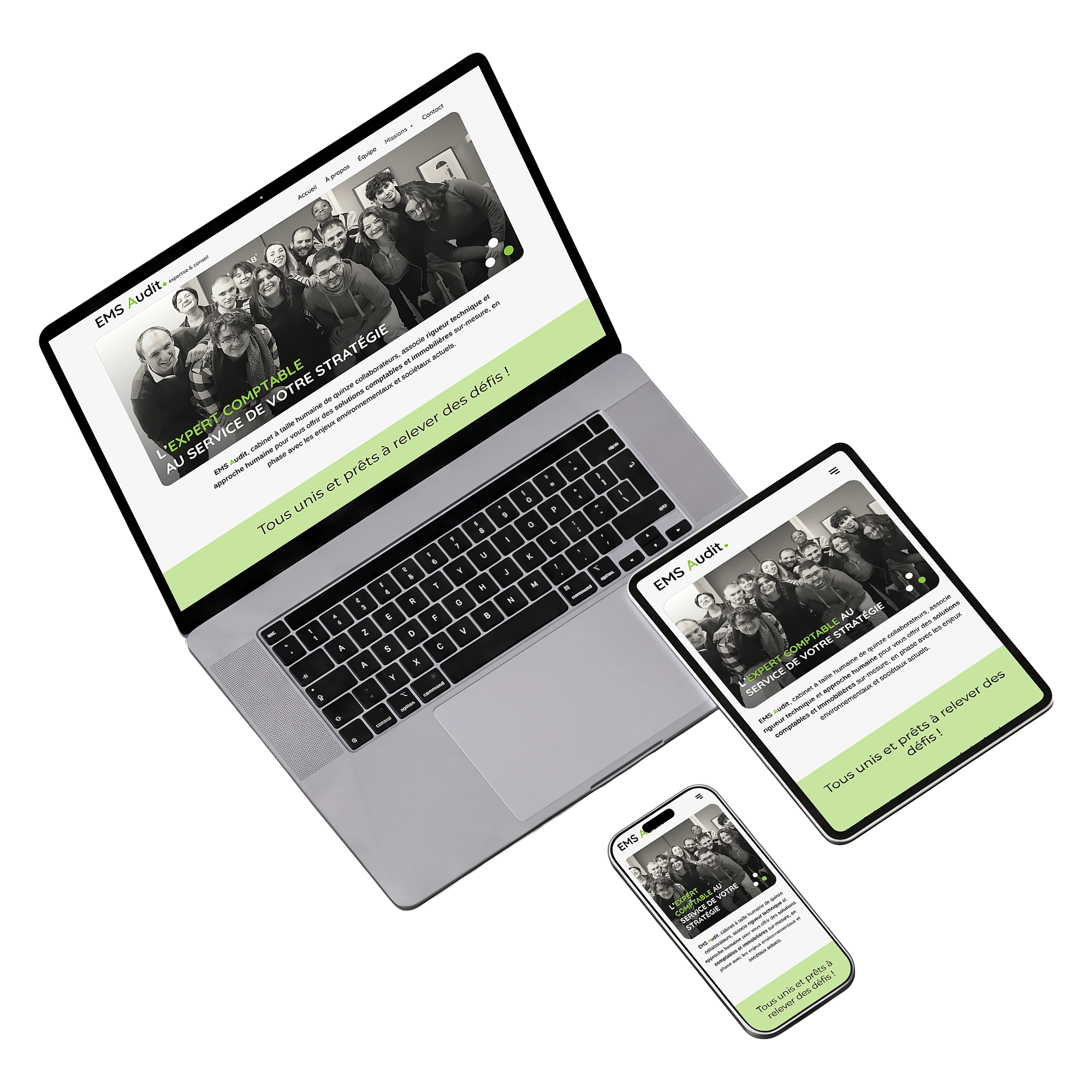 Site web responsive EMS Audit adapté mobile tablette et desktop